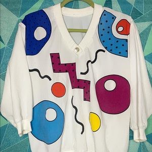 Vintage Colorful Geometric Blouse